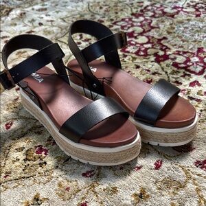 MIA Black and Brown Sandals with Chunky Platform